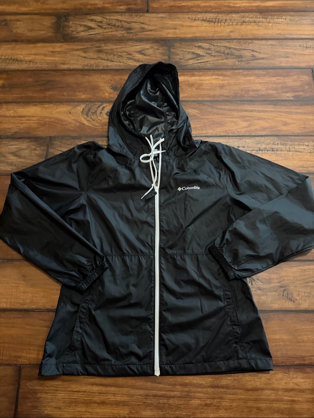 Columbia Black Windbreaker Jacket with White Accents